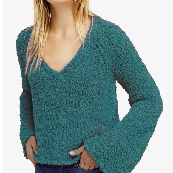 Free People Sand Dune Sweater teal large knit XS - Picture 4 of 4